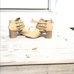 Brand New, Never Worn, Open Toe Booties.